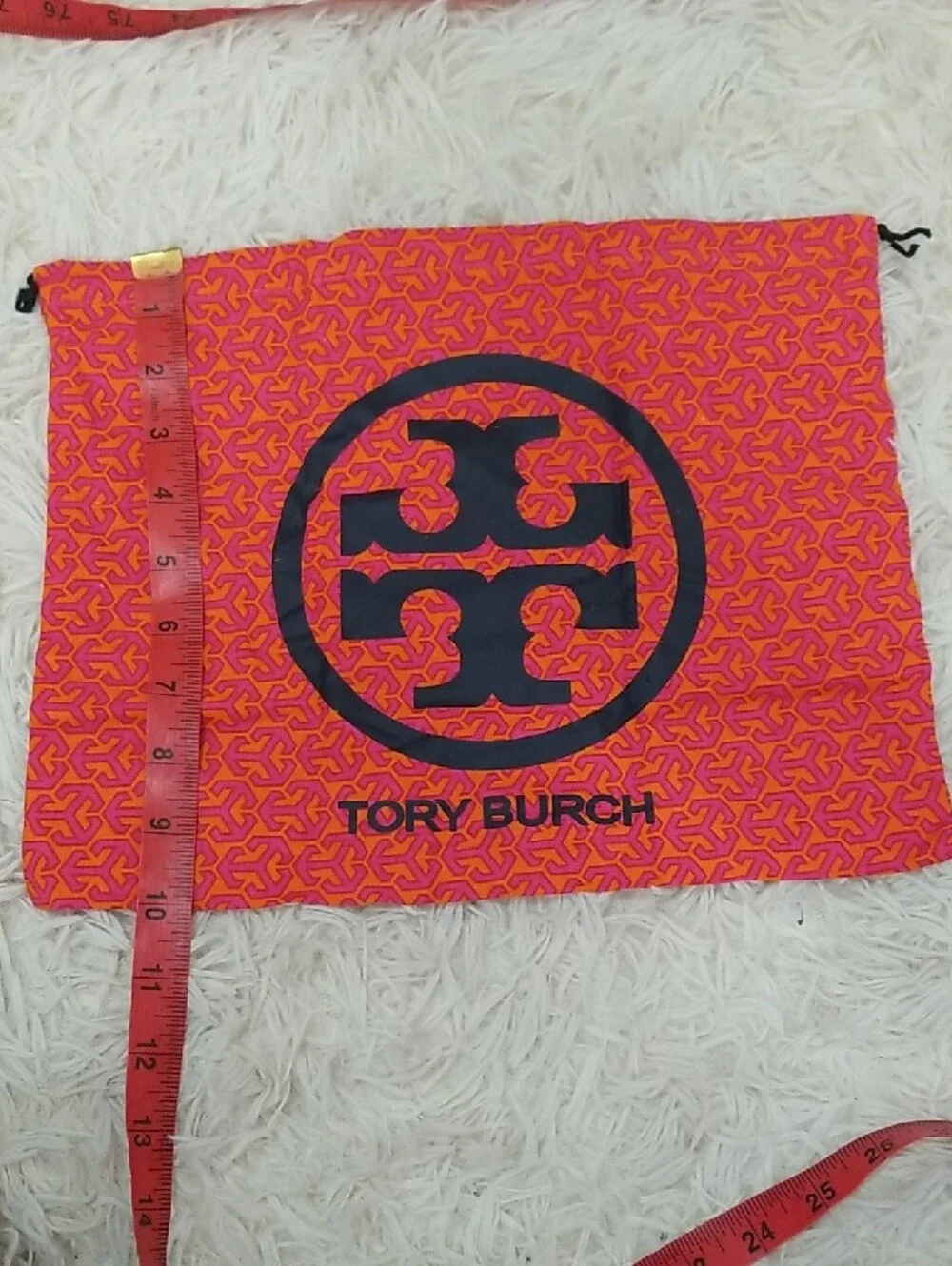 Tory Burch Pink and Orange Logo Drawstring Bag